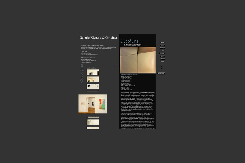 Galerie Kienzle Christian Bennat Beratung Konzeption Website Design Flash UX UI 
